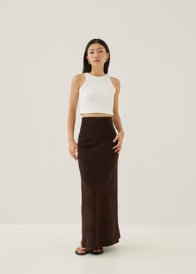 Korin Elastic Knit Column Maxi Skirt