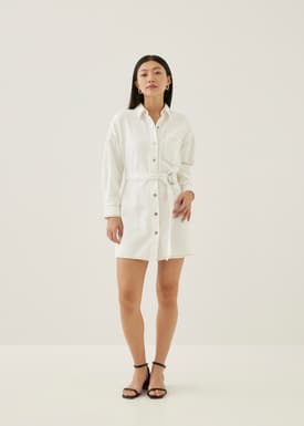 Dovie Denim Belted Mini Shirt Dress