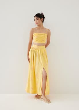 Lisha Embroidered Maxi Skirt in Rekindled Blooms