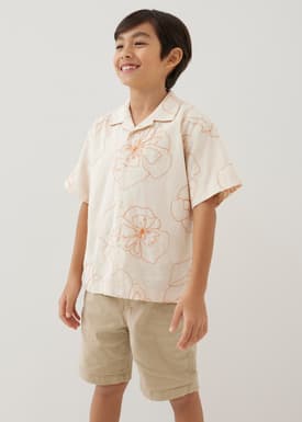 Lucas Embroidered Collared Shirt in Rekindled Blooms