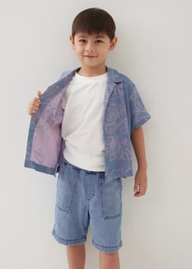 Jari Satin Collared Shirt in Opulent Florals