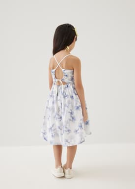 Anya Tie Back Midi Dress in Heirloom Botanicals