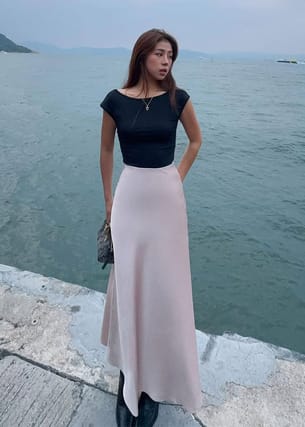 High Waist Satin Bias Cut Maxi Skirt | Love, Bonito INTL