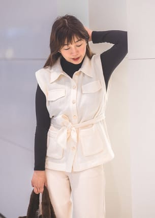 2025年新作アイテムが続々登場 Oversized Belted Tweed Vest | Love, Bonito SG トップス