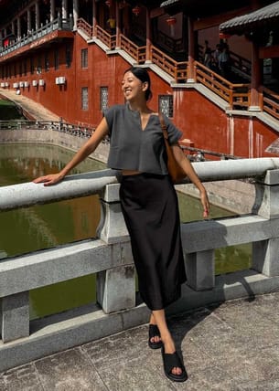Esha Elastic Knit Column Midi Skirt | Love, Bonito INTL