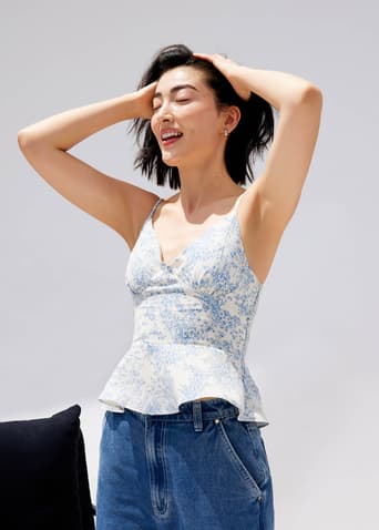 Padded Floral Peplum Camisole Top