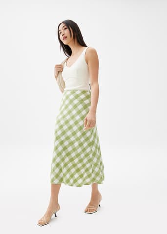Gingham A-line Midaxi Skirt