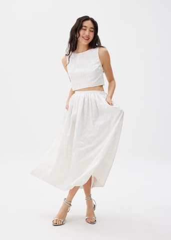 Elastic Jacquard Flare Midaxi Skirt