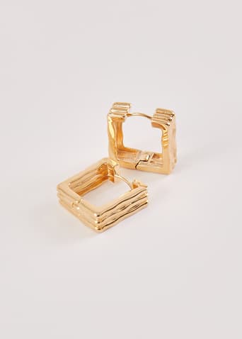 Palma Gold Textured Rectangle Earrings