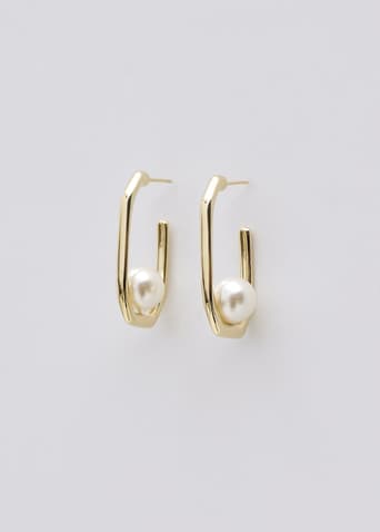 Shanae Gold Rectangular Pearl Earrings