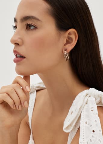 Lourie Chunkly Silver Hoop earrings