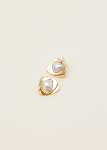 Lina Geometric Gold Pearl Earrings