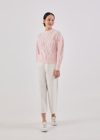 Rylie Cable Knit Puff Sleeve Jumper