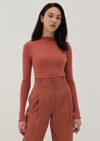 Camina Ribbed Knit Turtle Neck Top