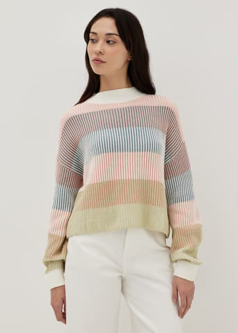 Janie Multi Colour Plaited Knit Sweater