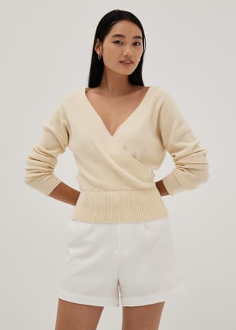 Everly Surplice Front Knit Sweater