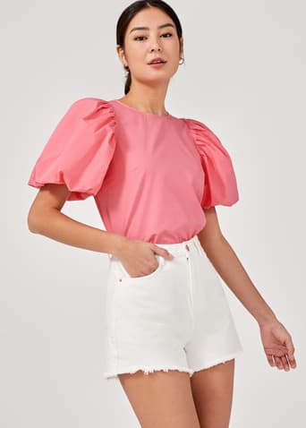 Linde Ruched Puff Sleeve Top