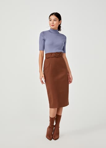 Aura Belted Pencil Skirt