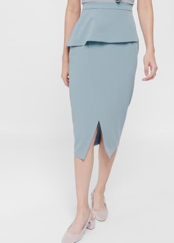 Kessla Asymmetrical Peplum Midi Skirt