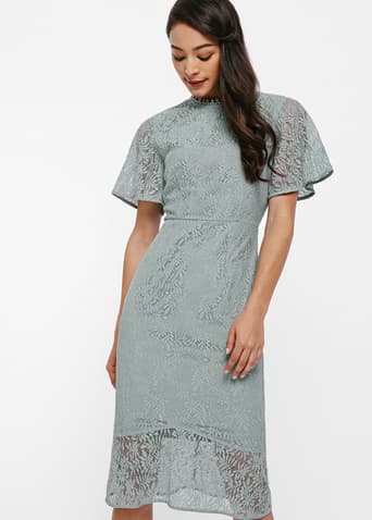 Marlette Lace Panel Midi Dress