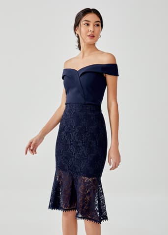 Marlene Lace Panel Fishtail Skirt