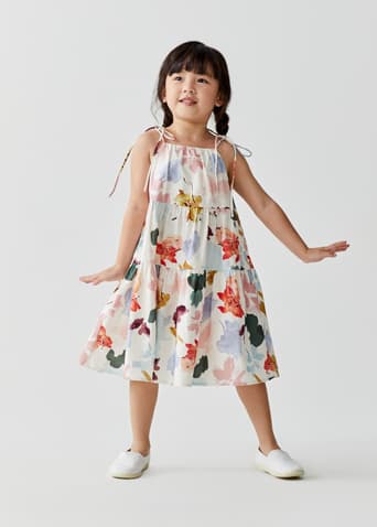 Charletta Tiered Trapeze Dress in Floral Dance