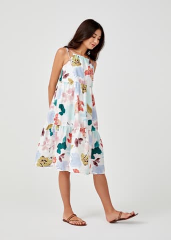 Willow Tiered Trapeze Dress in Floral Dance