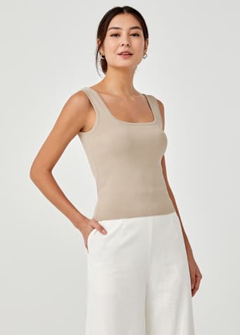 Quincy Square Neck Fitted Knit Tank Top