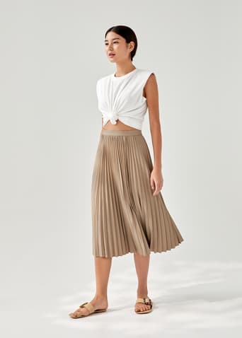 Elinie Pleated Midi Skirt