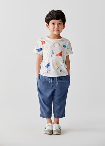 Brieana Cotton T-shirt in Sunny Scribbles