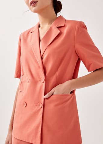 Sutton Shoulder Padded Double Breasted Blazer