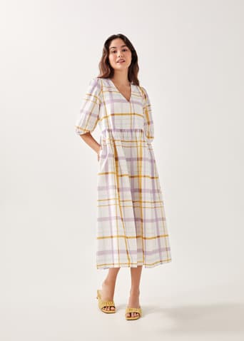 Camellia Gingham Relaxed Midaxi Dress