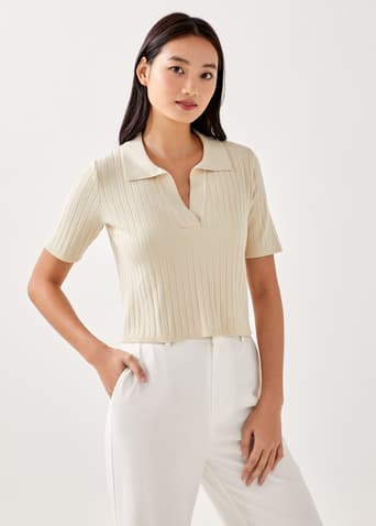 Steffi Relaxed Polo Knit Crop