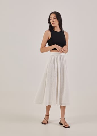 Cassia Broderie Ruched Skirt