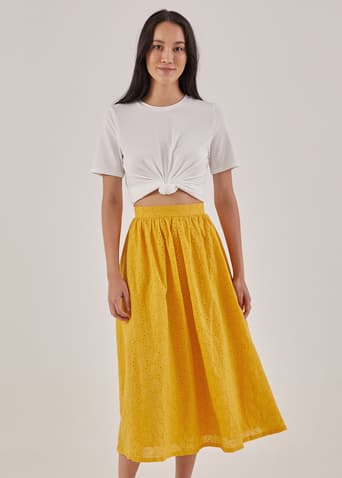 Cassia Broderie Ruched Skirt