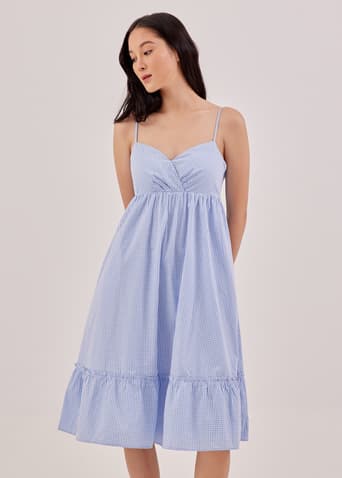 Maelle Padded Gingham Trapeze Dress