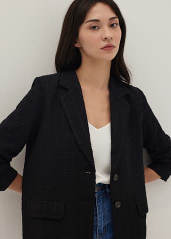 Tayla Tweed Shoulder Padded Tailored Blazer