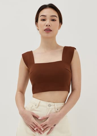 Zielle Padded Square Neck Crop Top