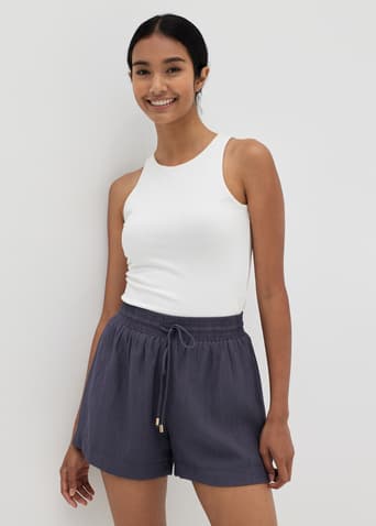 Ellia Elastic Textured Lounge Shorts
