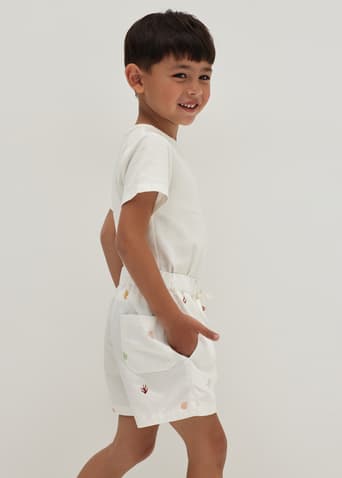 Keaira Elastic Cotton Twill Unisex Shorts in Tidal Daydream