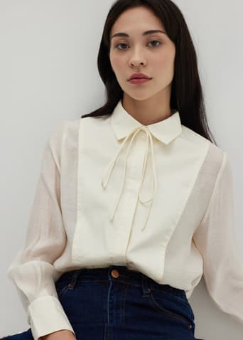 Charlee Contrast Bib Front Blouse