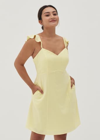Kehlani Padded A-line Linen Dress