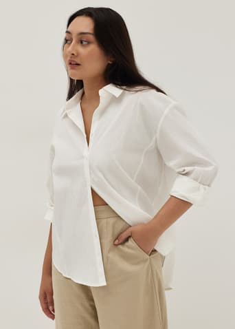 Maisie Seersucker Cotton Oversized Shirt