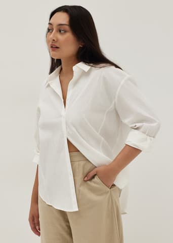 Maisie Seersucker Cotton Oversized Shirt