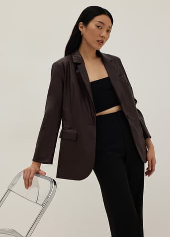 Jalessa Tailored Faux Leather Blazer
