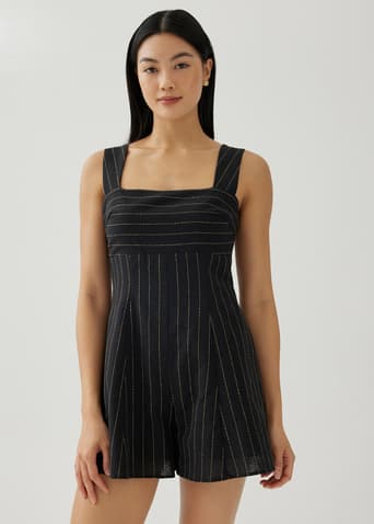 Leisha Linen Square Neck Romper