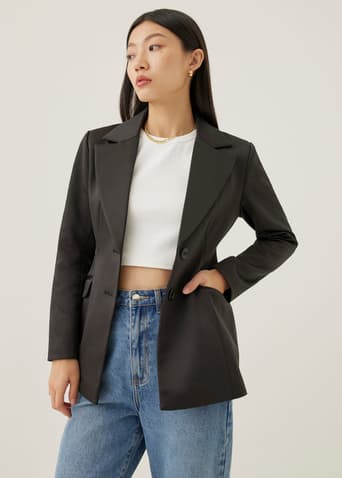 Cosima Padded Satin Peplum Blazer