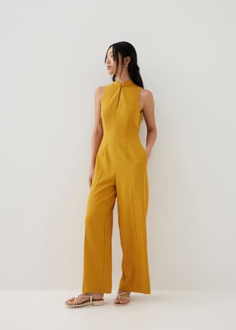 Mina Padded Tweed Mandarin Collar Jumpsuit