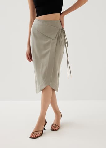 Lalen Pencil Wrap Midi Skirt