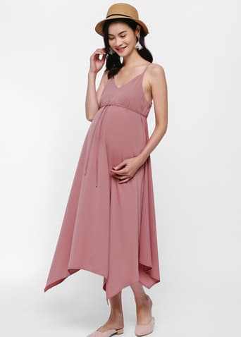 Dianna Maternity Kerchief Hem Maxi Dress